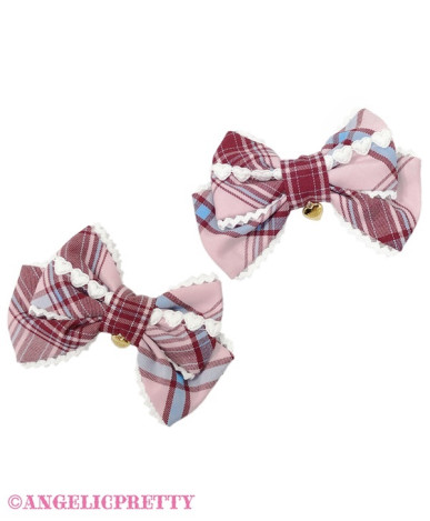 Tartan Check Ribbon Clip Set