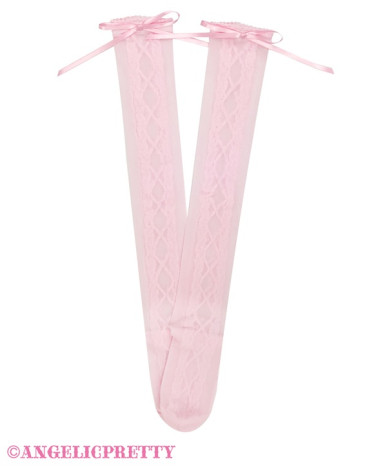 Sheer Lace-up Overknees