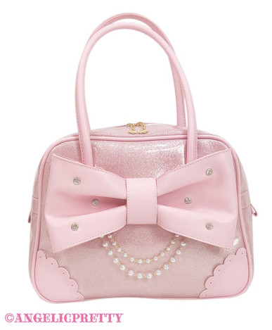Glitter Gem Ribbon Boston Bag