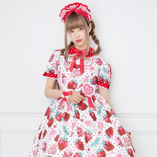 angelic pretty fresh strawberry dinerクロ - ひざ丈ワンピース
